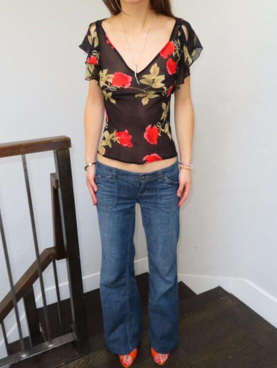 The Limited Tops - THE LIMITED Women's Black and Multi Shirt